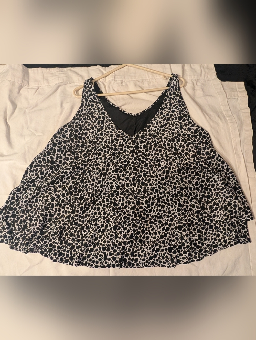 Black and White Animal Print Sleeveless Top
